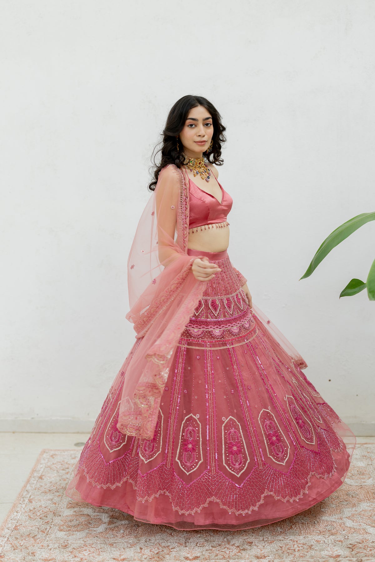 TA Pink Halo Lehenga Set