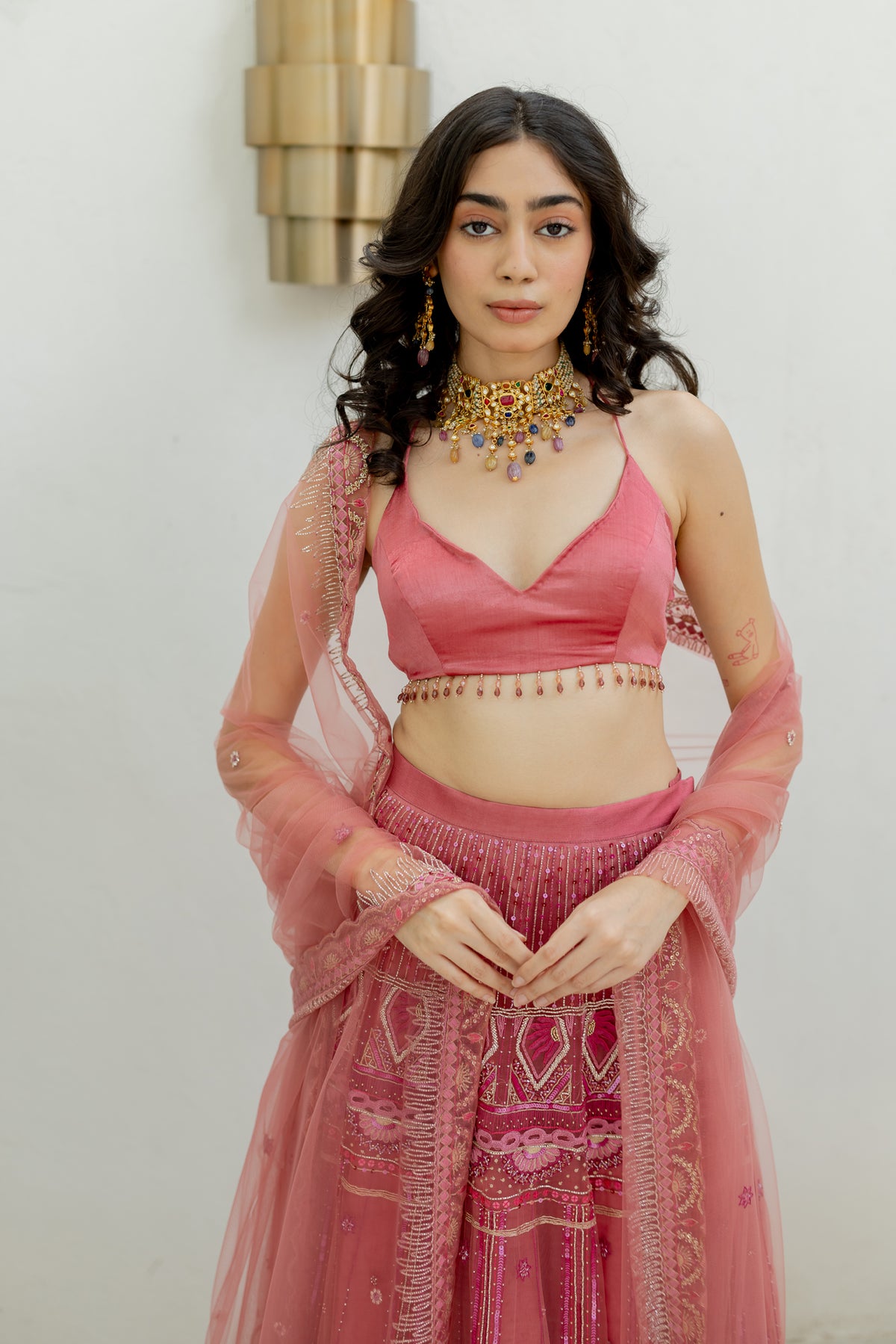 TA Pink Halo Lehenga Set