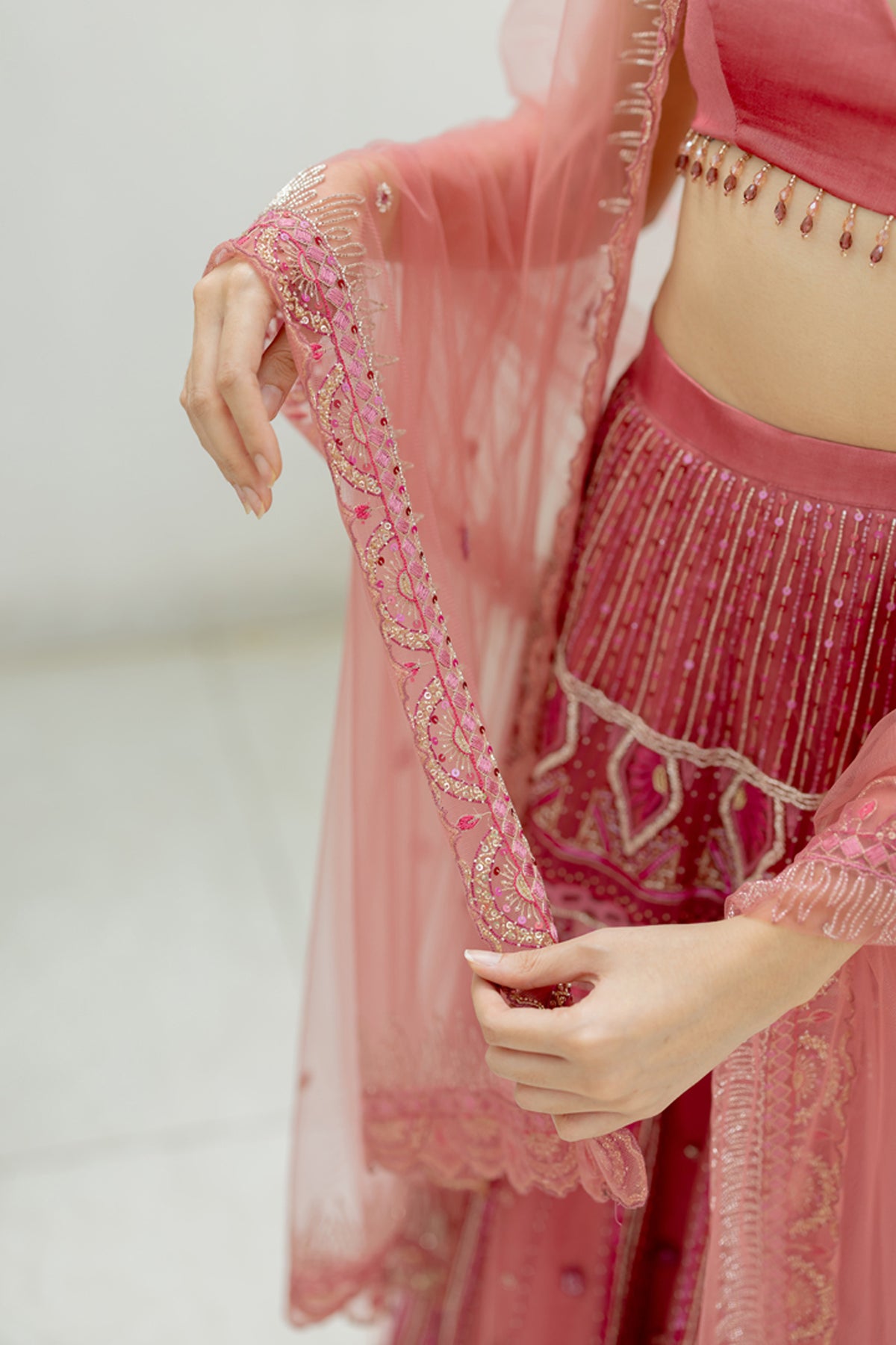 TA Pink Halo Lehenga Set
