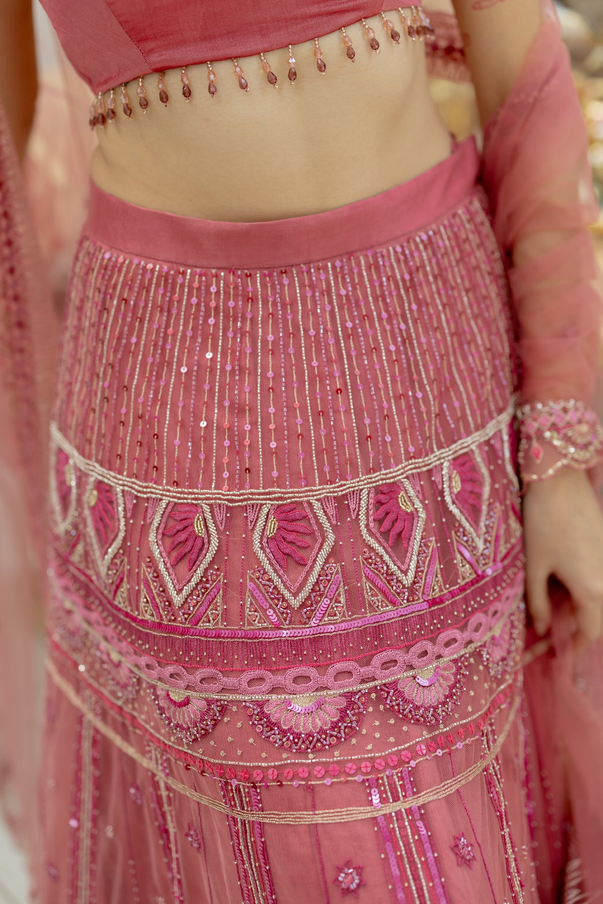 TA Pink Halo Lehenga Set