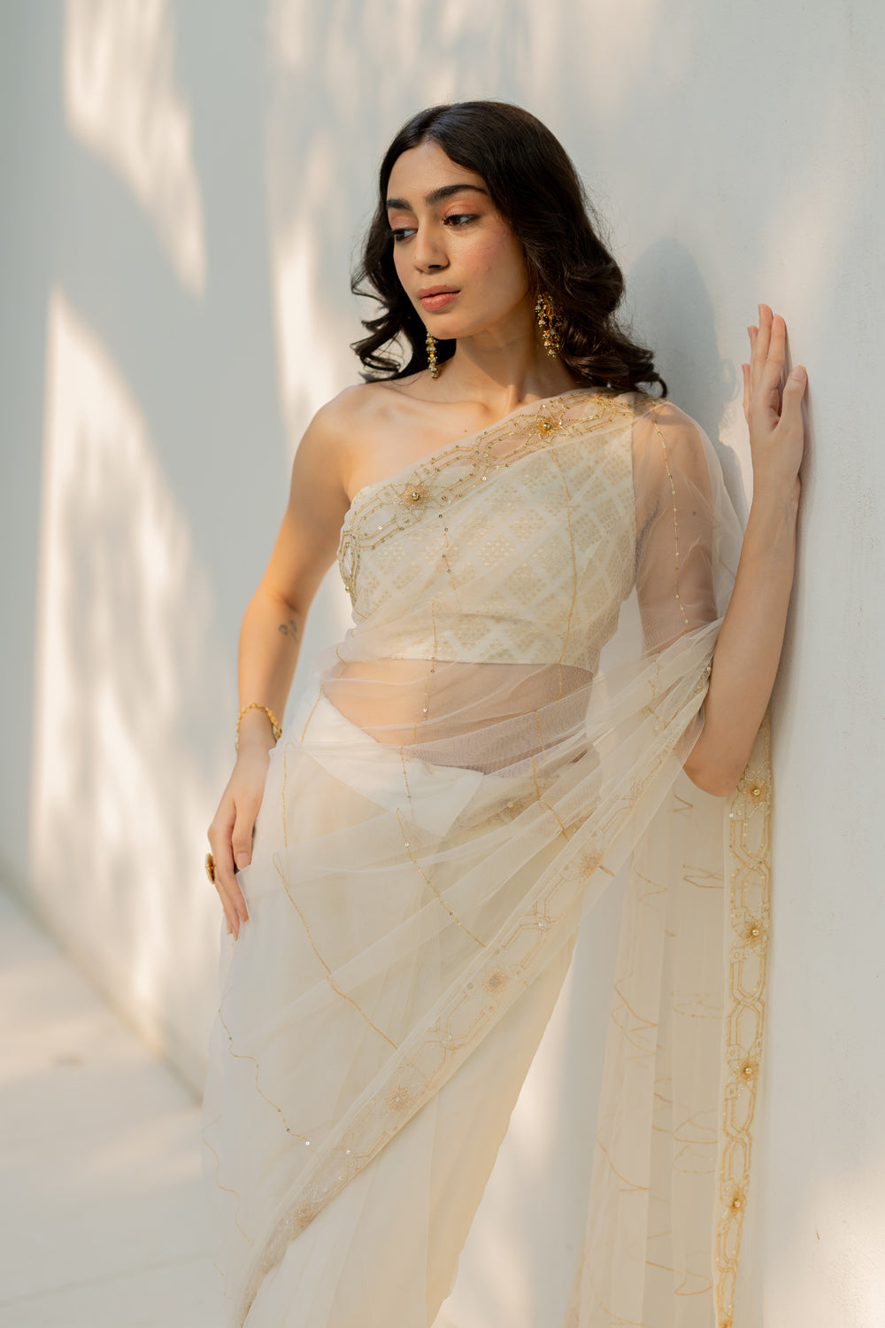 Gold Chain Saree Set