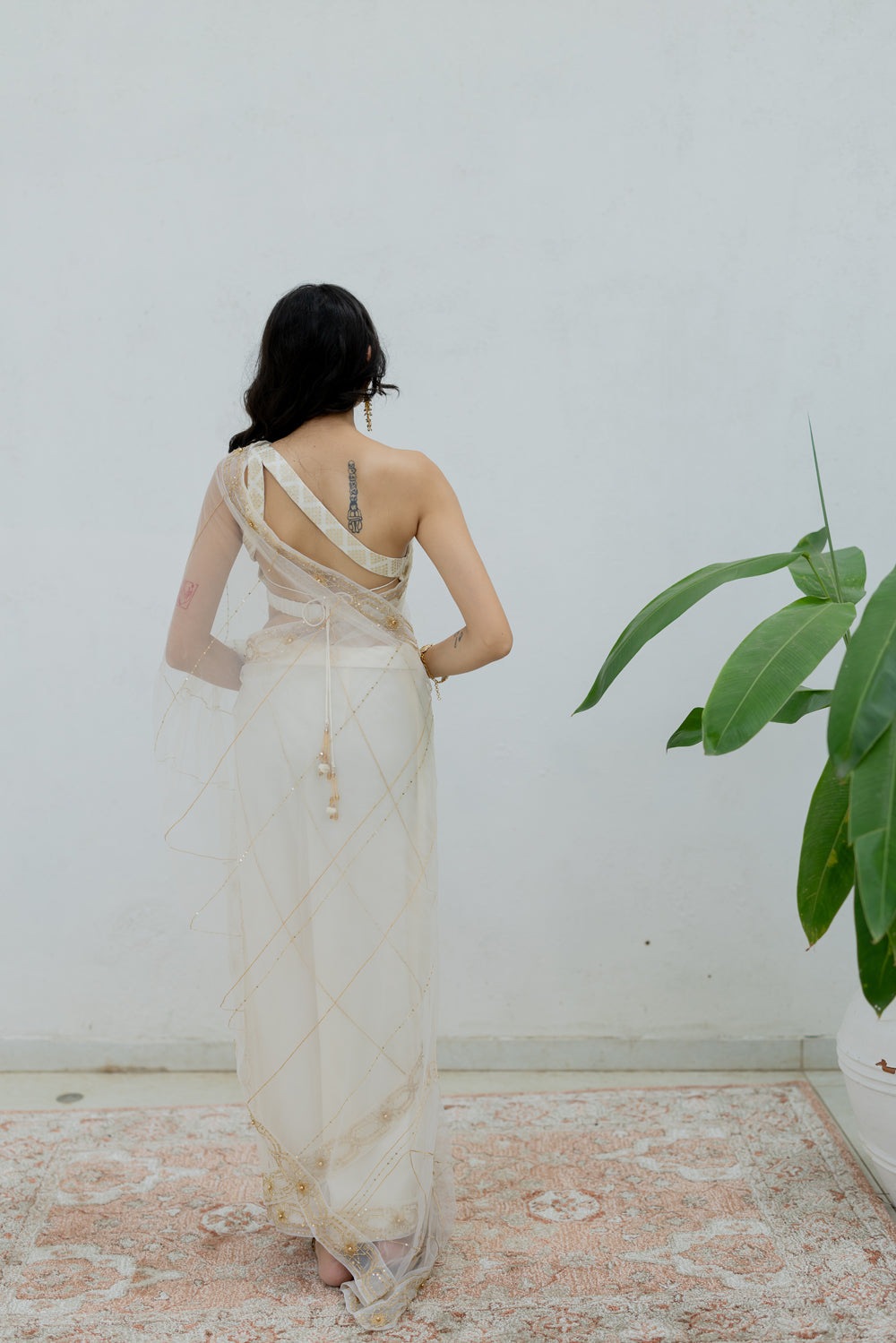 Gold Chain Saree Set