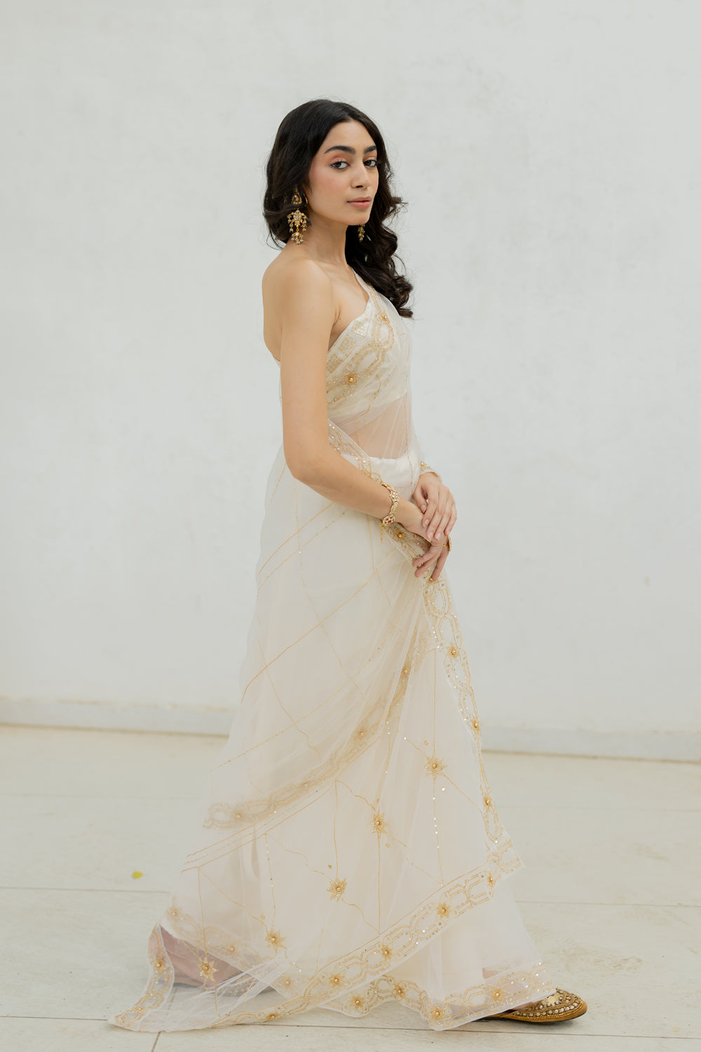 Gold Chain Saree Set