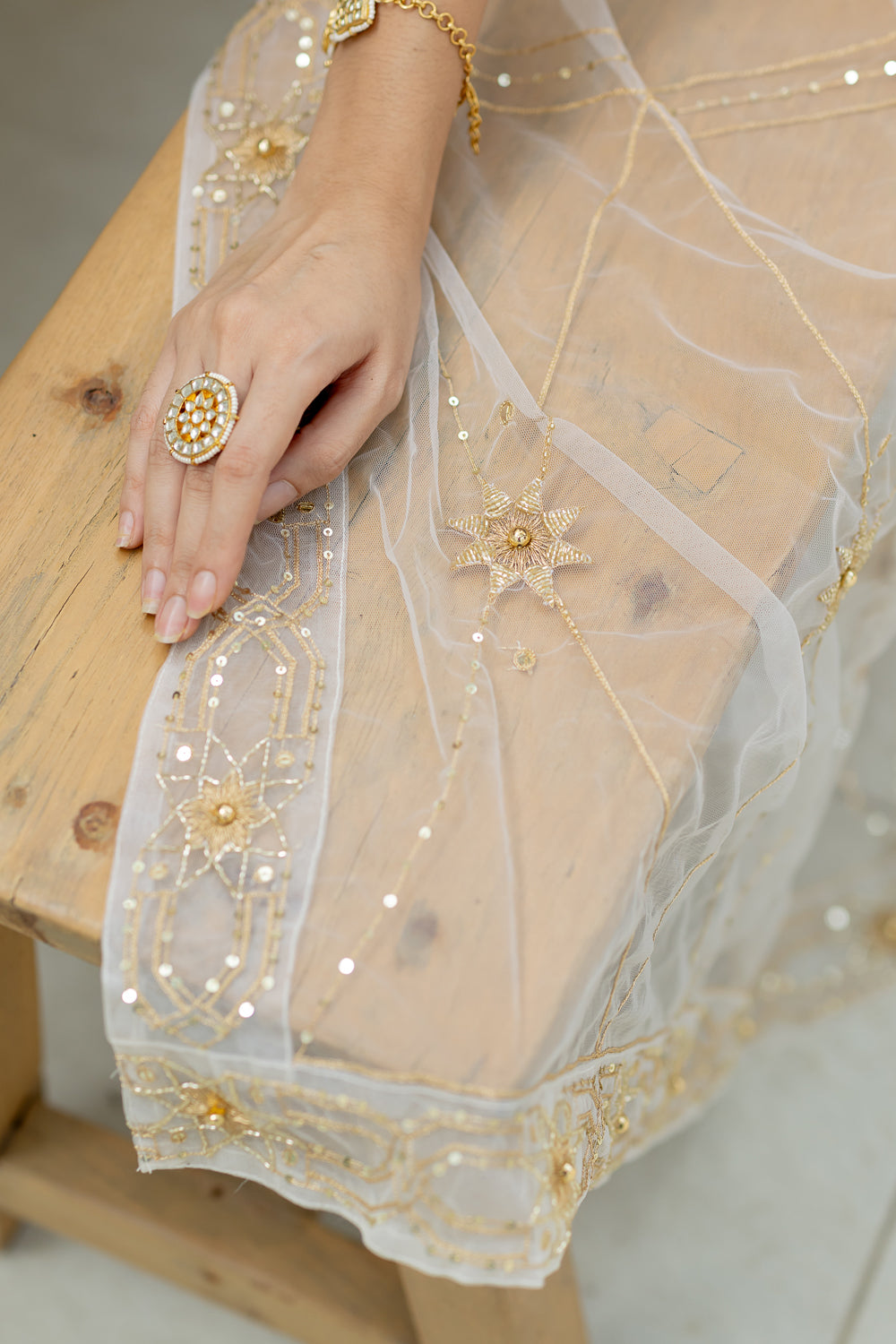 Gold Chain Saree Set