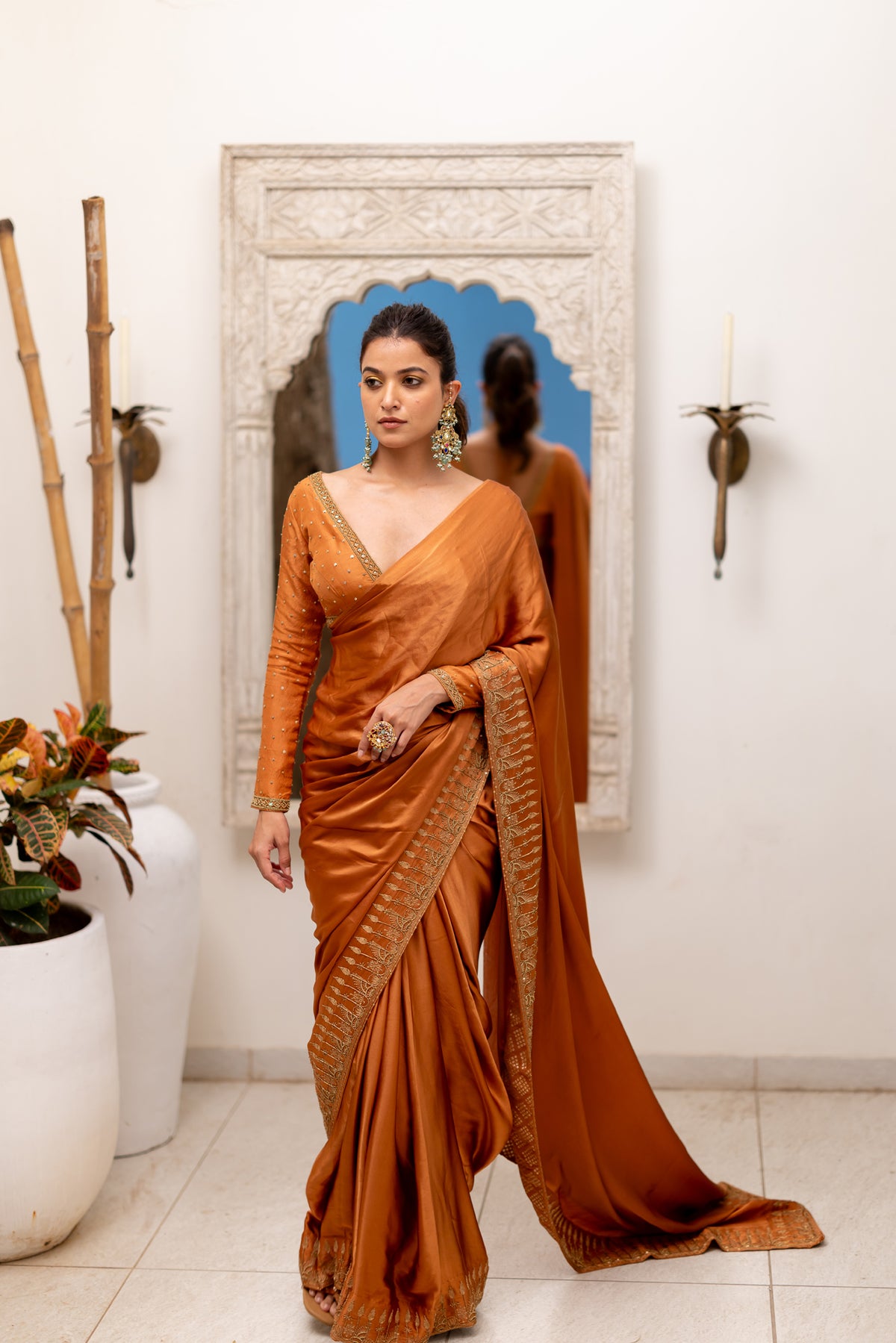 Candlelit Satin Saree Set