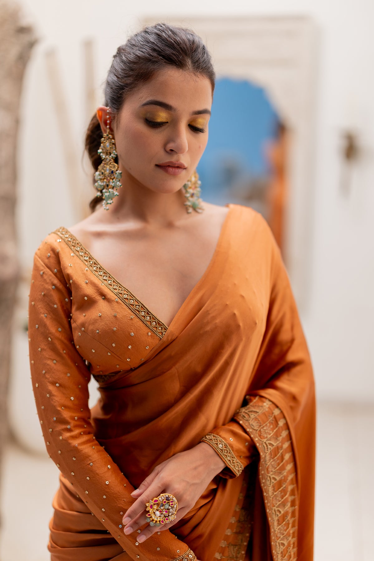 Candlelit Satin Saree Set