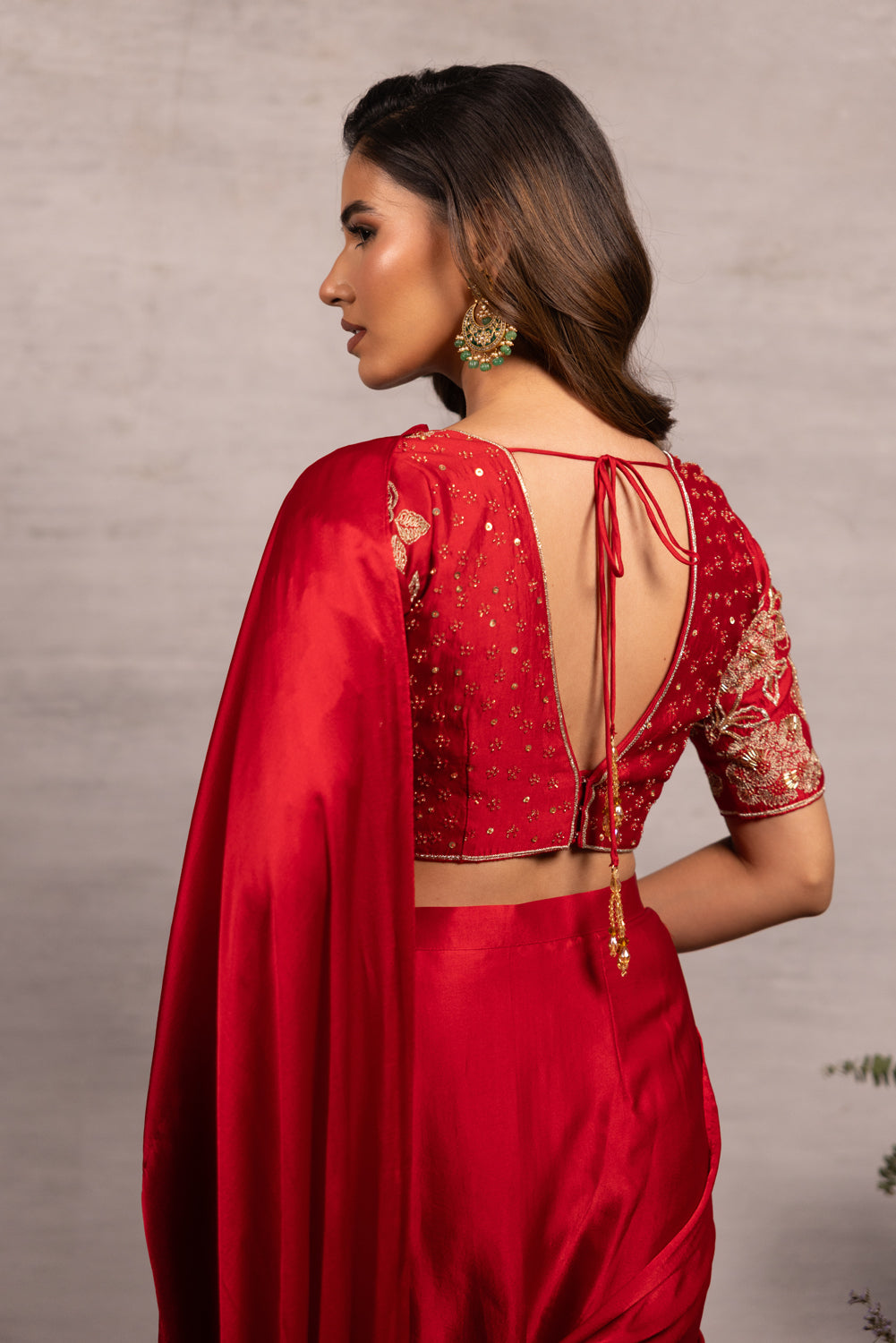 Red Rush Drape Saree Set