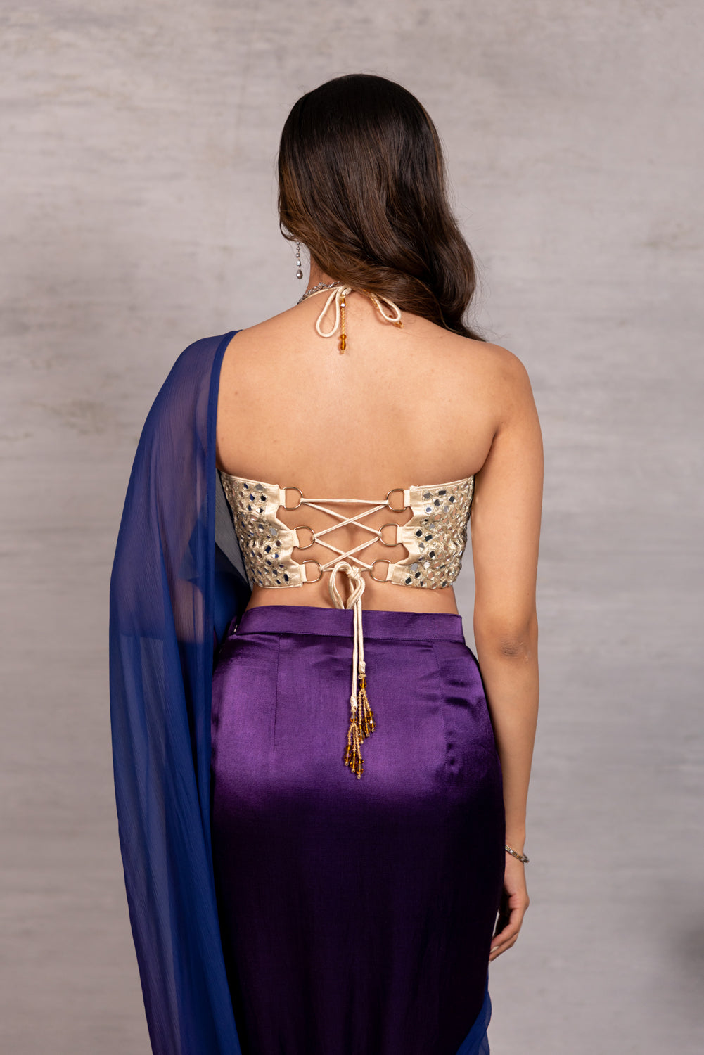 Ombré Problem Drape Saree Set