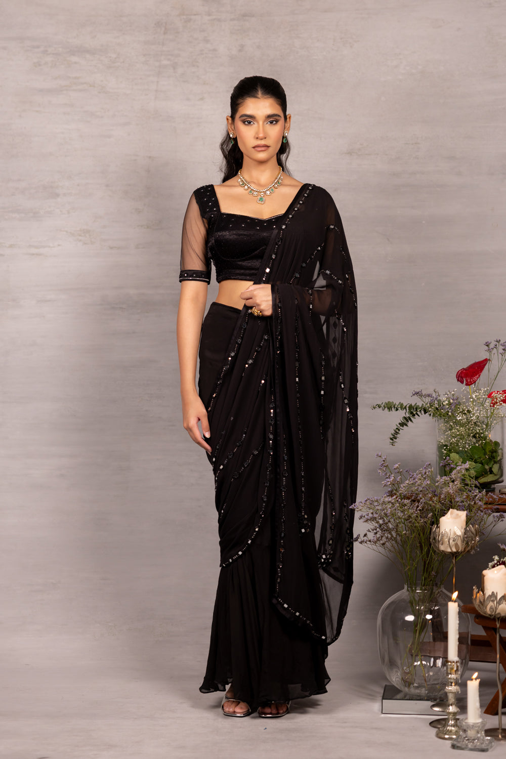 Noir Drape Saree Set