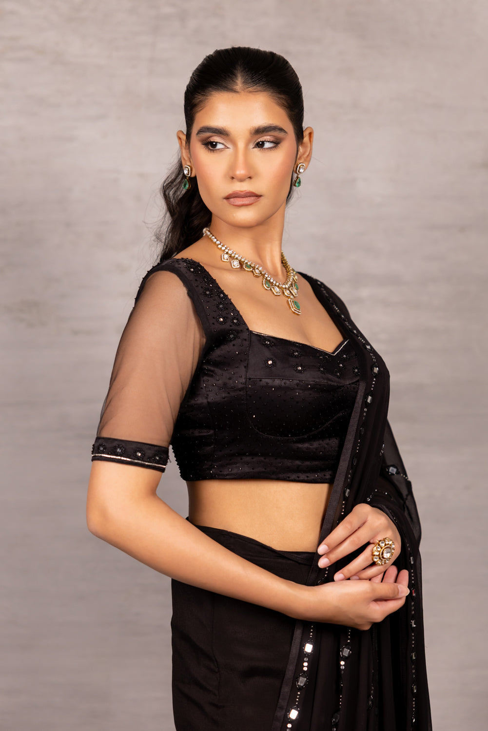 Noir Drape Saree Set