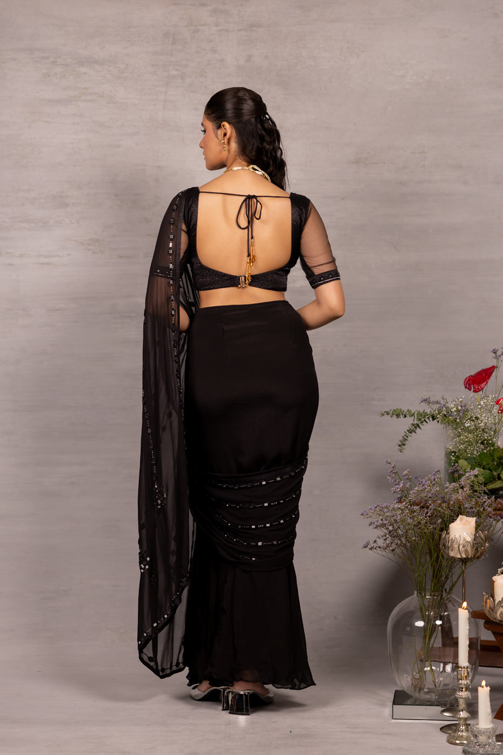 Noir Drape Saree Set