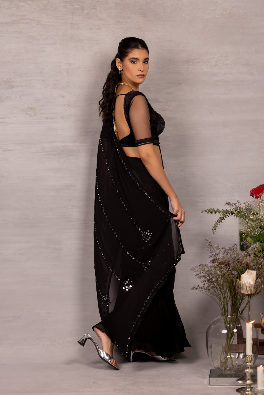 Noir Drape Saree Set