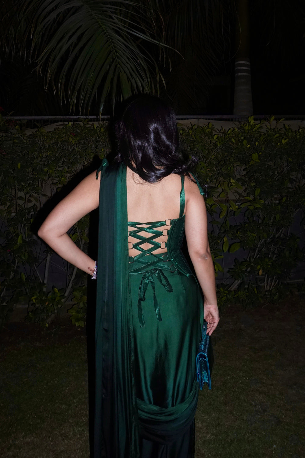 Emerald Rush Corset Saree