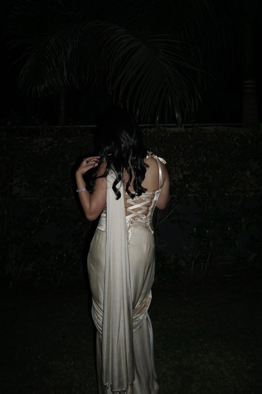 Champagne Rush Corset Saree