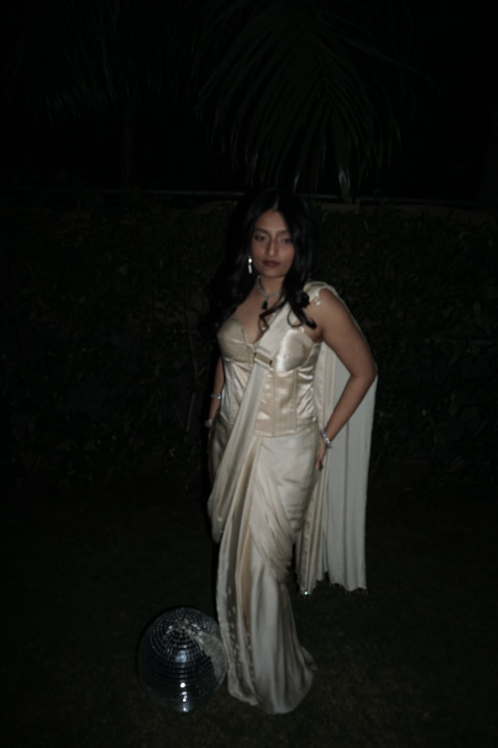 Champagne Rush Corset Saree