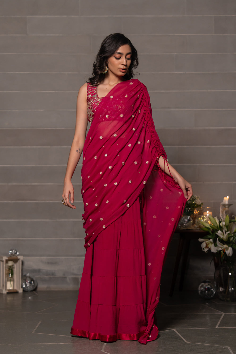 Map My Heart Drape Saree Set